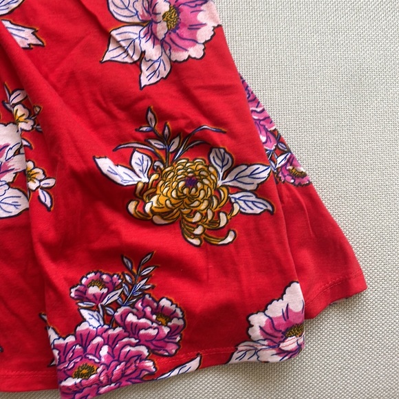 Floral Print A-Line Maxi Skirt. Colour: Coral - Picture 2 of 4